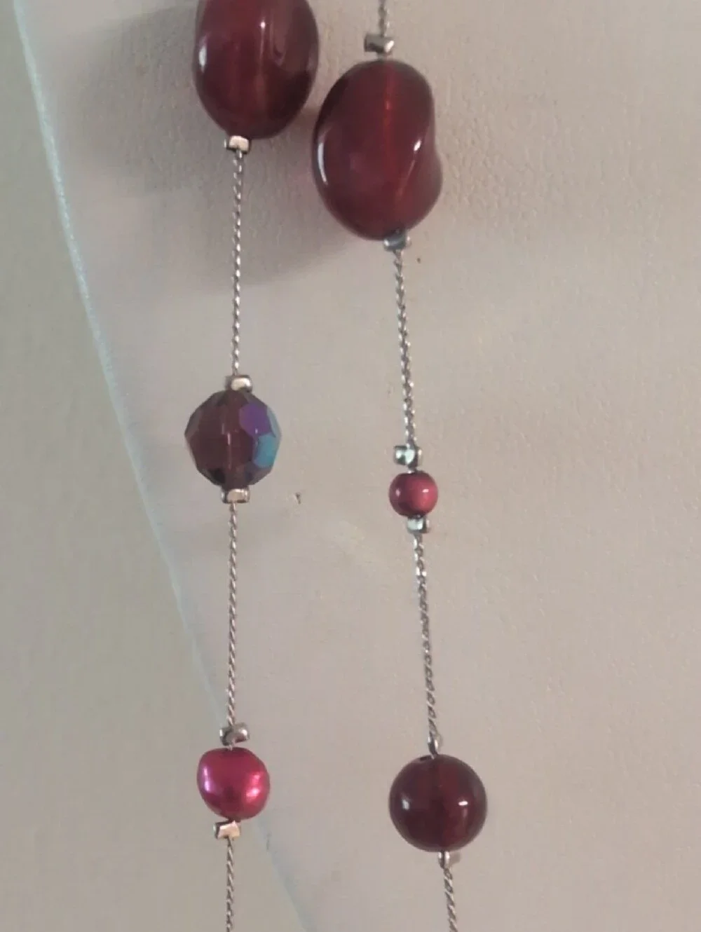 Elegant Long Pink Beaded Station Necklace - Women Jewelry